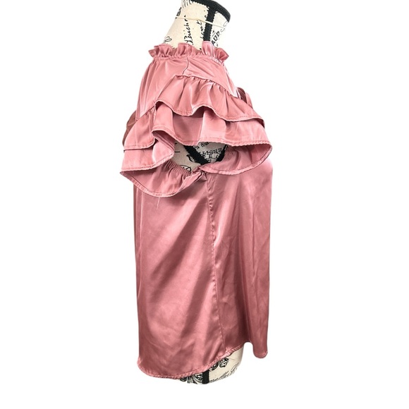 Ruffle satin pink blush top - Picture 2 of 6